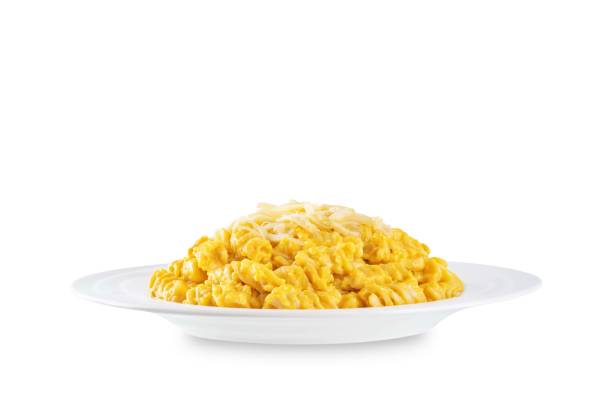 istock Pumpkin cream sauce pasta on a white isolated background 1411690194