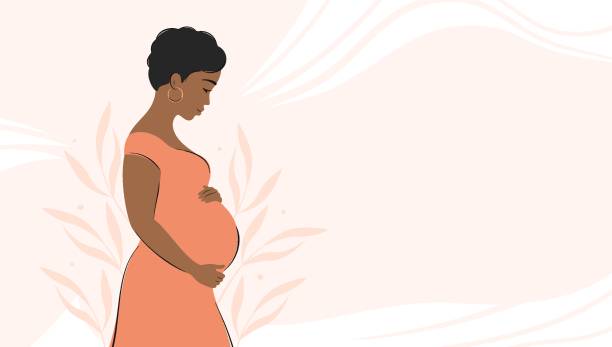 ilustrações de stock, clip art, desenhos animados e ícones de banner pregnant woman 015 - africana gravida