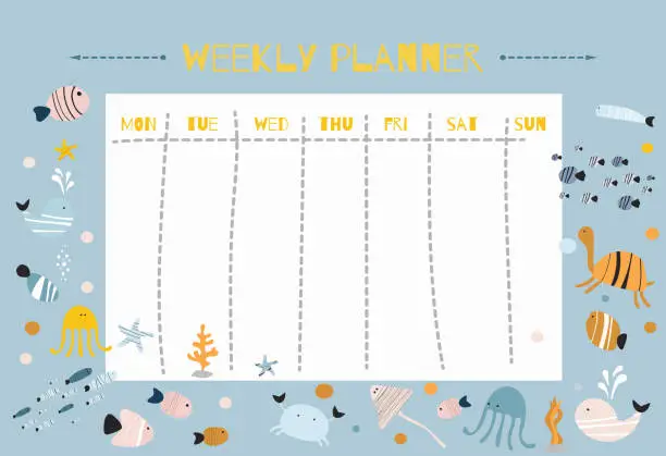 Vector illustration of Printable planner template