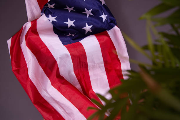 istock The American flag is on the table. 1411692597