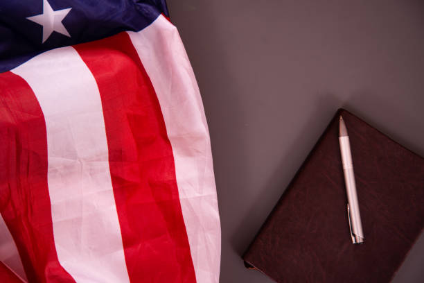 istock The American flag is on the table. 1411693475