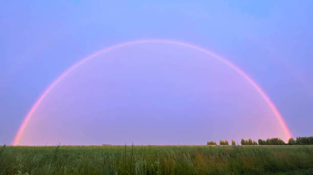 istock full rainbow in the field by the road. double rainbow 1411696884