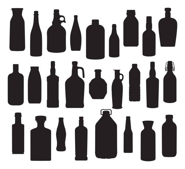 illustrations, cliparts, dessins animés et icônes de silhouettes de bouteilles - bottle shape