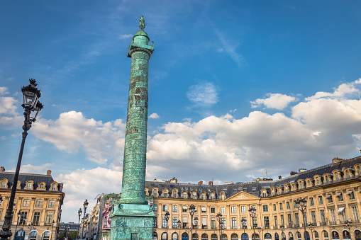 Place Vendome with column and french architecture at sunny day, Paris, France