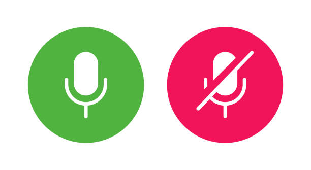 ilustrações de stock, clip art, desenhos animados e ícones de microphone on/off icon interface - silence