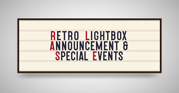 Retro lightbox vector banner, vintage billboard or bright signboard with changeable letters on grunge background. 10 eps