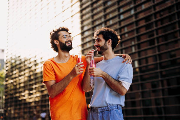 Gay couple having fun