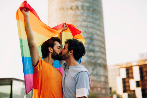 Gay couple having fun