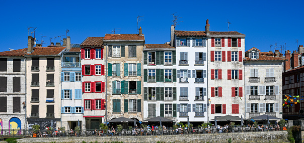 Basque style home architecture in Bayonne, France.