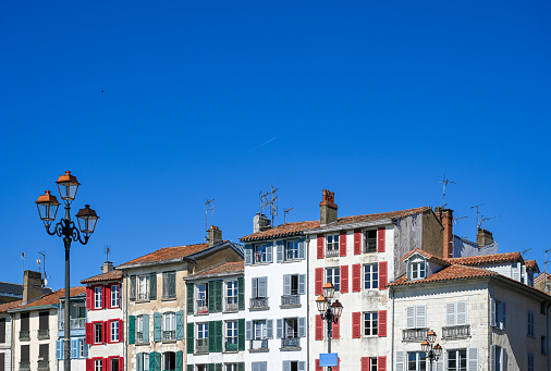 Basque style home architecture in Bayonne, France.