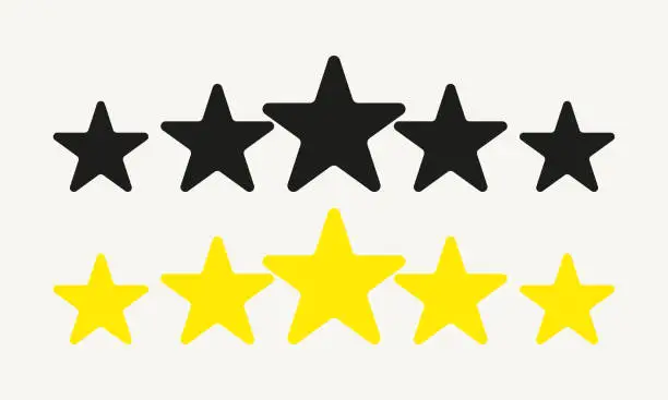 Vector illustration of Stars for rating. Vector illustration. Service, rate, app, application, user, online, internet, evaluate, mark, game, gamer, hotel. Business concept. Vector line icon for Business and Advertising