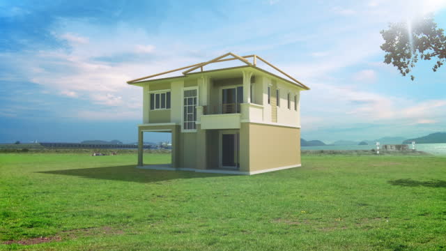 Time Lapse of building a house in a 3D animation