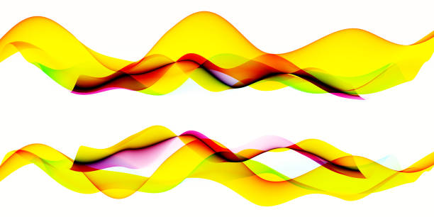istock Background with abstract and chaotic waves in warm tones with central copy space on white canvas 1411721635