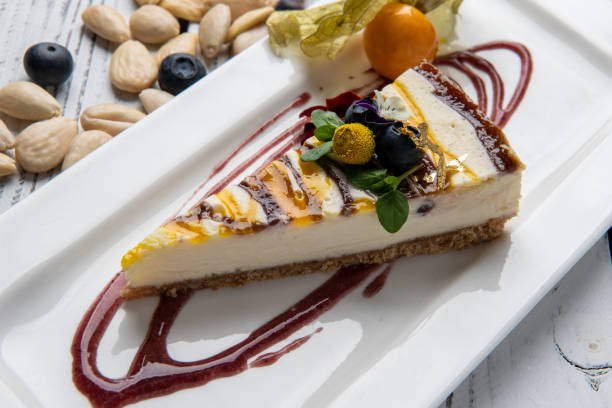 istock Blueberry Mint with Goldenberry Swirled Cheesecake 1411721704