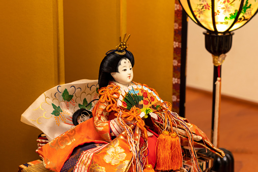 Japanese Hina doll in beautiful kimono