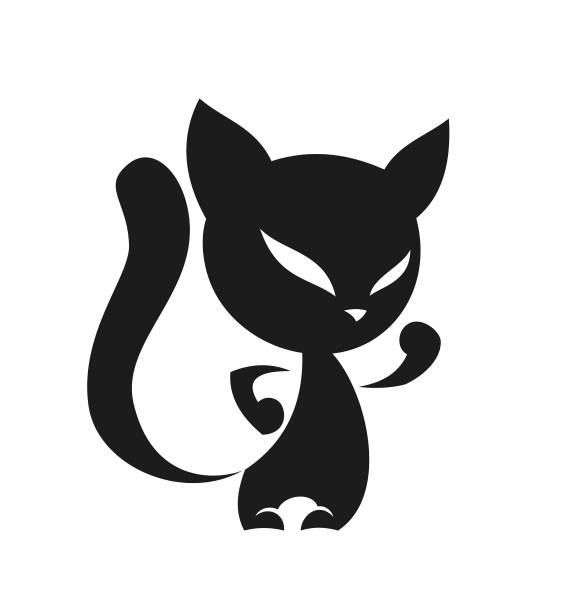 illustrations, cliparts, dessins animés et icônes de icône vectorielle découpée de silhouette de chat - comic book animal pets kitten