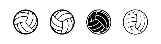 ilustraciones, imágenes clip art, dibujos animados e iconos de stock de elemento de diseño de iconos volley ball adecuado para sitios web, diseño de impresión o aplicación - pelota de vóleibol