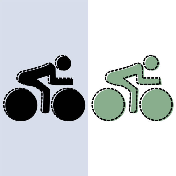 person doing cycling sport on bicycle cyclist icon ciclismo stock illustrations