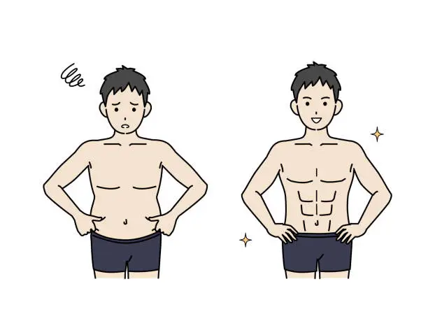 Vector illustration of Changes in the man body