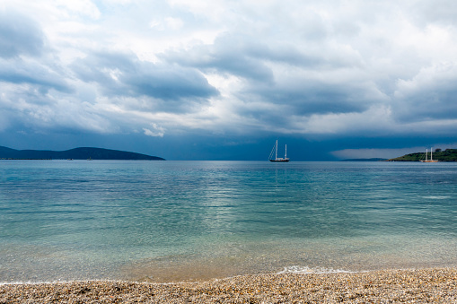 Rainy day and the sea in Bodrum, Turkey