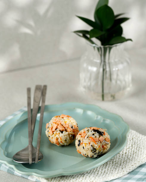 Jumeogbab, Korean Seaweed Rice Ball . Rice Mixed with Vegetable and Salted Nori