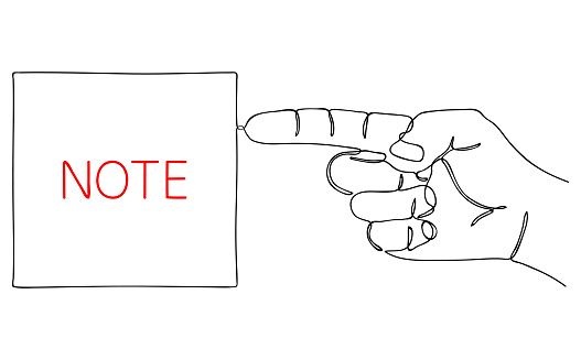 Line Work Hand Note Icon Note Continuous One Line Drawing Finger Pointing At Paper Sticker With ...