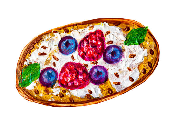 pie painted with oil paints isolated on white background