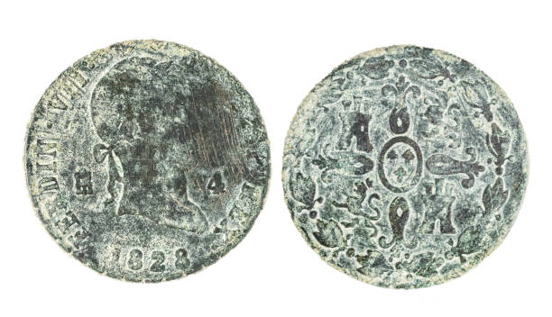 istock Spanish Coins - 4 Maravedis, Ferdinand VII. Minted in bronze in 1828 1411760080
