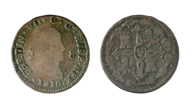 istock Spanish Coins - 8 Maravedis, Ferdinand VII. Minted in bronze in 1828 1411760095