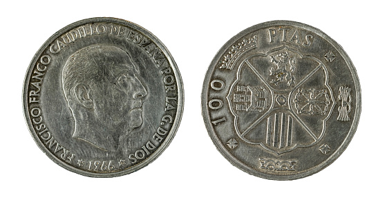 Spanish coins - 100 pesetas, Francisco Franco. Minted in silver from the year 1966.