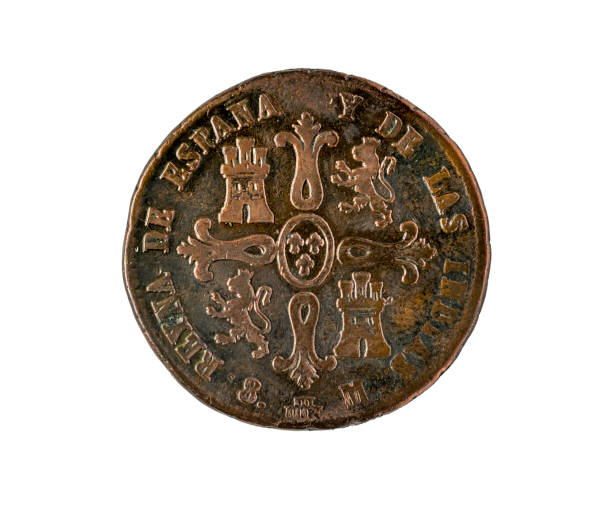 istock Spanish Coins - Reverse of 8 Maravedis, Isabel II. Minted in copper 1411760120