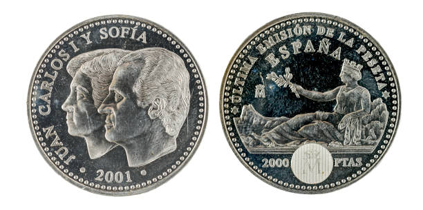 istock Spanish coins - 2,000 pesetas. Juan Carlos I. Minted in Silver in 2001 1411760122