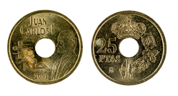 istock Spanish coins - 25 pesetas. Juan Carlos I. 2001 1411760128