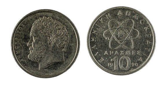 .Greek Coin - 10 Drachma. Minted in Cupronickel in 1990.