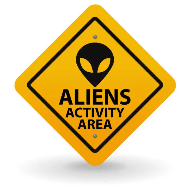 Vector illustration of Humorous danger road signs for aliens activity theme, vector illustration