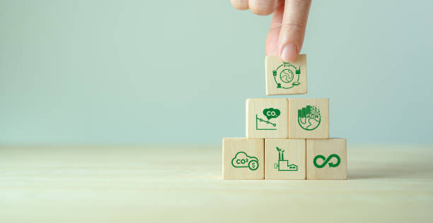 istock Growing sustainability. LCA-Life cycle assessment concept. Assessing environmental impacts associated on value chain product. Carbon footprint evaluation. ISO LCA standard, aim to limit climate change 1411771503