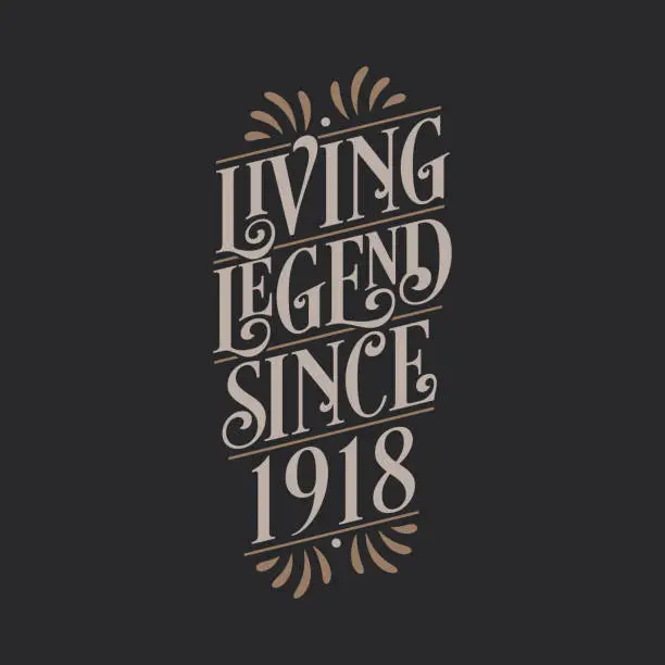 Vector illustration of Living Legend since 1918, 1918 birthday of legend