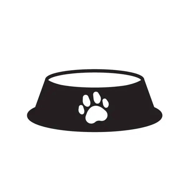 Vector illustration of pet bowl. pet dog food line icon