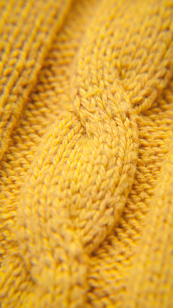 istock Yellow cable knit jumper detail 1411774754