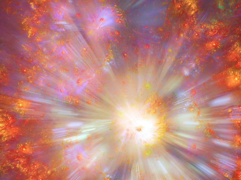 Abstract fractal art background, which perhaps suggests a big bang explosion or fireworks or a dandelion type of flower.