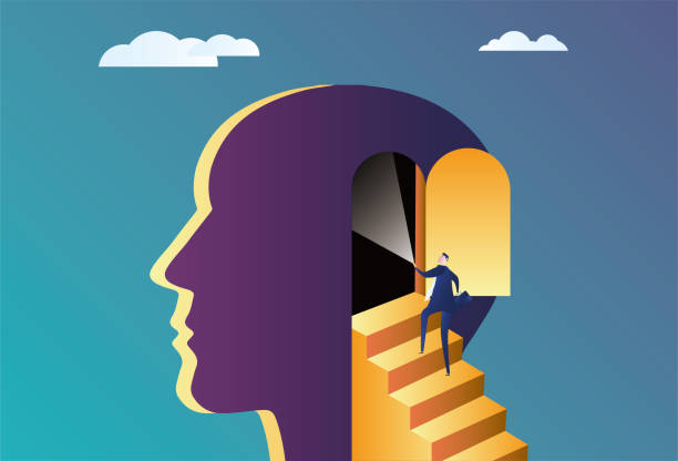 istock Business man successfully entered the gate of wisdom, looking for wisdom. 1411776345