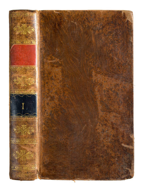 istock Antique book with leather-bound cover on a white background. 1411779217