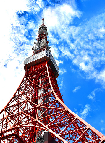 Tokyo tower and blue sky in Japan.