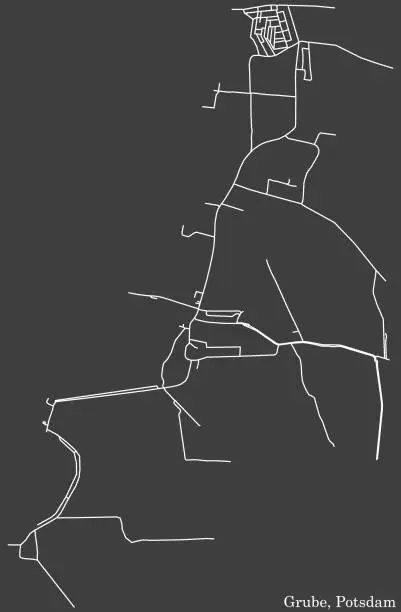 Vector illustration of Street roads map of the GRUBE DISTRICT, POTSDAM