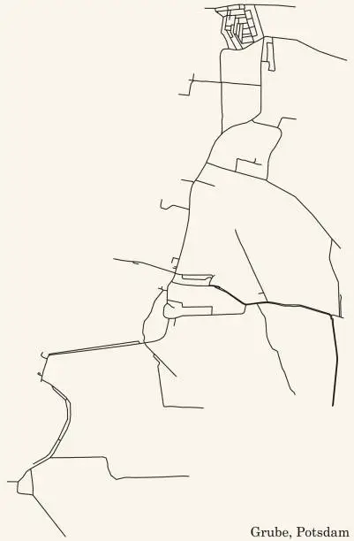 Vector illustration of Street roads map of the GRUBE DISTRICT, POTSDAM