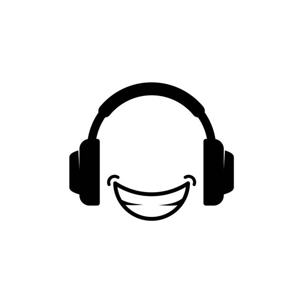 Print Happy Music Logo Template Design headphones stock illustrations