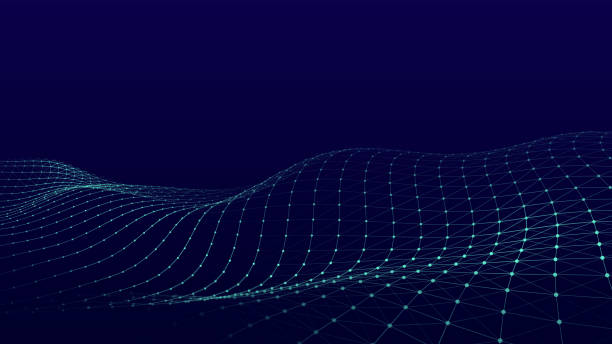 istock Abstract futuristic wave with moving dots abd lines. Flow of particles. Vector cyber technology illustration. 1411780691