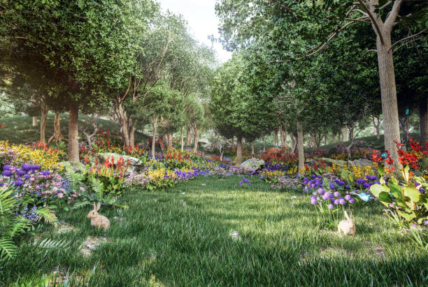 Wonderful  forest like a scene from a fairy tale 3d render