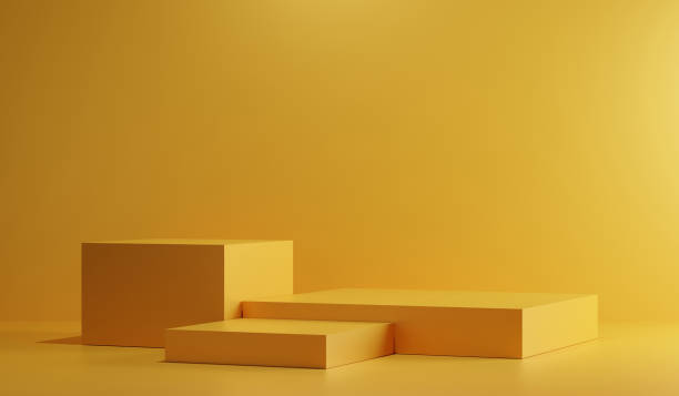 istock 3d background products Show pedestal scenes with geometric platforms white background. with podium. Stand to display cosmetic products on stage. 3D rendering. 1411784798