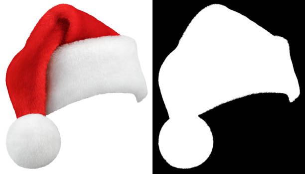 サンタクロースの赤い帽子は白で隔離
